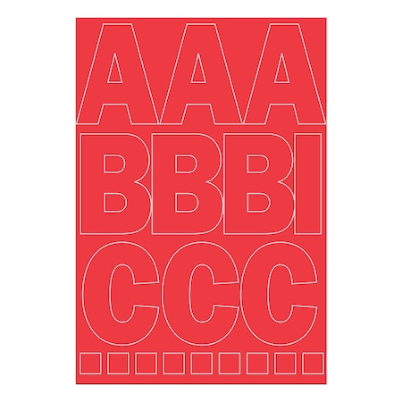Hy-Ko 3In Vinyl Red Numbers & Letters, 10PK A30005